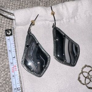 Kendra Scott retired rare Alexandra earrings with black agate & gunmetal